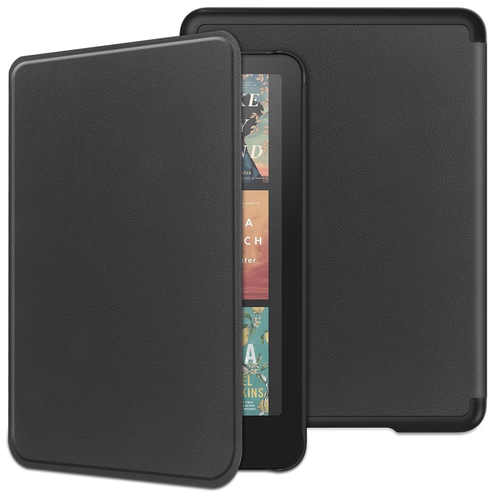 LEATHER Husă tip carte pentru Amazon Kindle Paperwhite 2024 / Kindle Colorsoft Signature Edition, negru