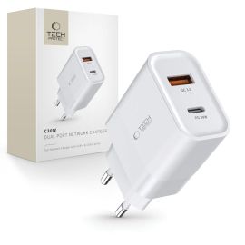 TECH-PROTECT C30W Încărcător AC 2-PORTURI 30W alb