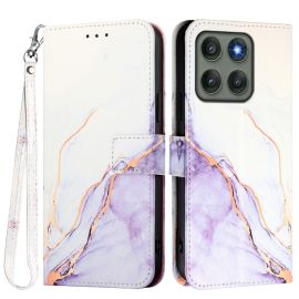 ART MARBLE Husă tip portofel pentru Motorola Edge 60 Pro WHITE PURPLE