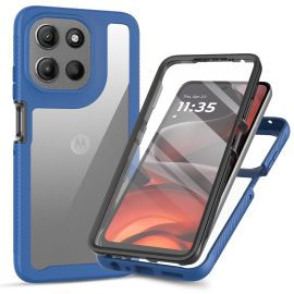 DUAL Dublu față husă cu folie Motorola Moto G86 5G albastru