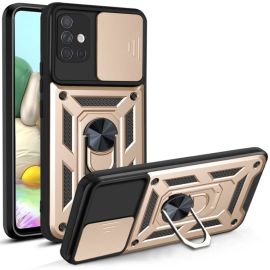 RING CAMERA Husă cu suport pentru Samsung Galaxy A71 auriu