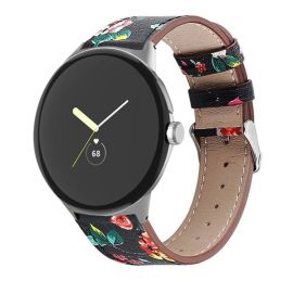 LEATHER Curea din piele pentru Google Pixel Watch / Pixel Watch 2 / Pixel Watch 3 41 mm RED FLOWER