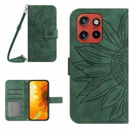 ART SUNFLOWER Portofel husă cu șnur pentru Motorola Edge 60 Neo verde
