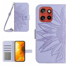 ART SUNFLOWER Portofel husă cu șnur pentru Motorola Edge 60 Neo violet