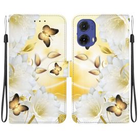 ART Husă portofel pentru Motorola Moto G85 5G GOLD BUTTERFLY