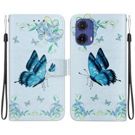 ART Husă portofel pentru Motorola Moto G85 5G BLUE PANSIES