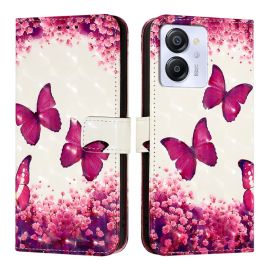 ART Husă portofel pentru Blackview Color 8 PINK BUTTERFLY