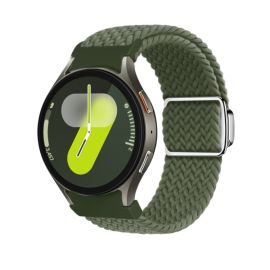 Curea din nailon împletită pentru Samsung Galaxy Watch 7 (40 / 44 mm) DARK OLIVE