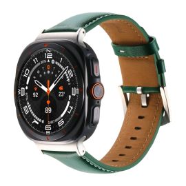 LEATHER Curea de piele pentru Samsung Galaxy Watch Ultra / Watch Ultra 2025 verde