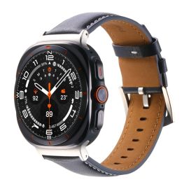 LEATHER Curea din piele pentru Samsung Galaxy Watch Ultra / Watch Ultra 2025 albastru