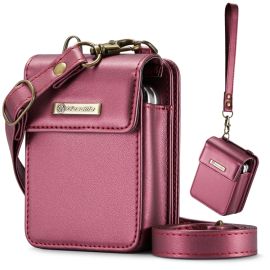 CASEME MINI Husă portofel cu curea pentru seria Motorola Razr roșu