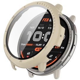 PC FULL COVER Capac din plastic cu sticlă pentru Amazfit Active 2 bej