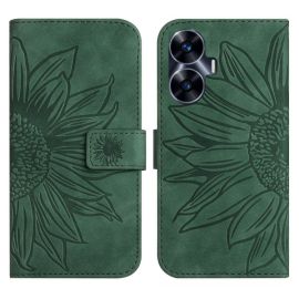 ART SUN FLOWER Husa portofel cu curea Realme C55 verde