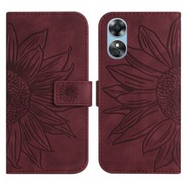ART SUN FLOWER portofel cu curea Oppo A17 burgundy