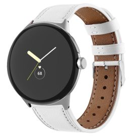 LEATHER Curea din piele pentru Google Pixel Watch / Pixel Watch 2 / Pixel Watch 3 41mm / Pixel Watch 4 41mm alb