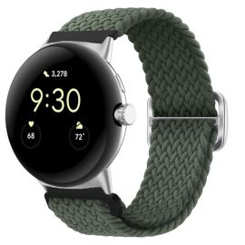 Curea din nailon împletită pentru Google Pixel Watch / Pixel Watch 2 verde închis