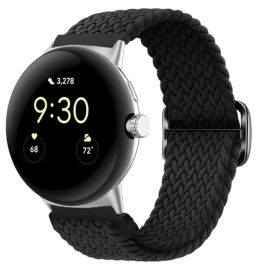 Curea din nailon împletită pentru Google Pixel Watch / Pixel Watch 2 neagră