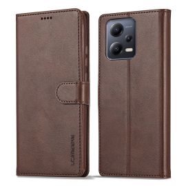Husa portofel IMEEKE Xiaomi Redmi Note 12 5G / Poco X5 5G maro inchis