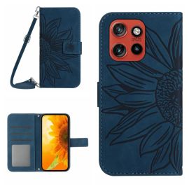 ART SUNFLOWER Portofel husă cu șnur pentru Motorola Edge 60 Neo albastru
