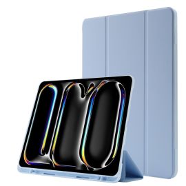 LEATHER Capac cu balamale pentru Apple iPad Pro 13 2024 / M5 2025 albastru deschis