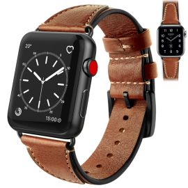 Curea din piele Apple Watch 9 / 8 / 7 (41mm) / 6 / SE / 5 și 4 (40mm) / 1, 2, 3 (38mm) maro deschis
