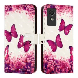 ART Husă portofel pentru TCL 501 PINK BUTTERFLY