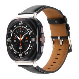 LEATHER Curea din piele pentru Samsung Galaxy Watch Ultra / Watch Ultra 2025 negru