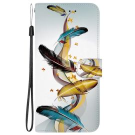 ART Husă portofel pentru Infinix Hot 50 5G GOLD FEATHERS