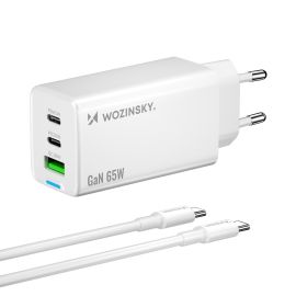 Încărcător de rețea WOZINSKY GaN 65W cu cablu USB-C alb