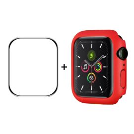 ENKAY plastic cu sticlă securizată pentru Apple Watch 7 45mm roșu