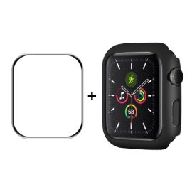ENKAY plastic cu sticlă securizată pentru Apple Watch 7 45mm negru