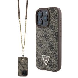 GUESS 4G STRASS SET Husă de protecție + curea pentru Apple iPhone 16 Pro Max maro