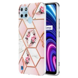 IMD MARBLE Husa de protectie Realme C21Y PINK FLOWER
