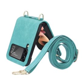 Husa LITCHI cu lant pentru Samsung Galaxy Z Flip4 5G verde