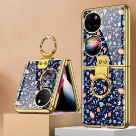 GKK GLASS Husa de protectie cu suport Huawei P50 Pocket BLUE FLORAL