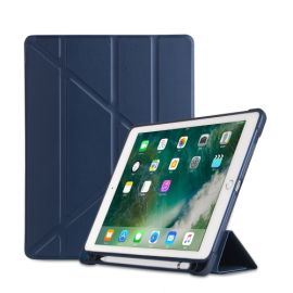 Husă din LEATHER Apple iPad 9.7 (2018/2017) / iPad Air (1/2) albastru închis