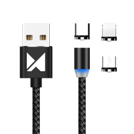 Cablu magnetic WOZINSKY WMC-01 ( USB Type-C / micro USB / Lightning ) 1m negru