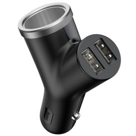 Încărcător auto de tip Y Baseus 2x USB negru