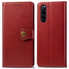 BUCKLE LEATHER BUCKLE portofel Sony Xperia 5 roșu