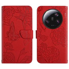 ART BLOSSOM Husa portofel pentru Xiaomi 14 Ultra rosie