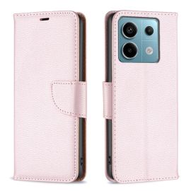 Husa portofel LITCHI pentru Xiaomi Redmi Note 13 Pro auriu roz