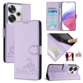 ART CAT AND MOUSE Husă portofel cu șnur pentru Xiaomi Poco F6 violet