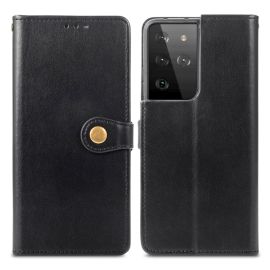 Husă din LEATHER BUCKLE Samsung Galaxy S21 Ultra 5G negru