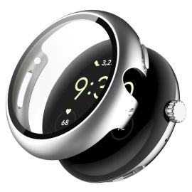CAPACĂ COMPLETĂ PC Husă din plastic cu sticlă pentru Google Pixel Watch / Pixel Watch 2 argintiu