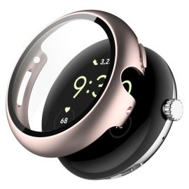CAPACĂ COMPLETĂ PC Husă din plastic cu sticlă pentru Google Pixel Watch / Pixel Watch 2 roz