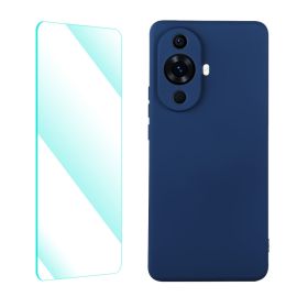 ENKAY SET Husa din silicon si sticla 2D Huawei nova 11 albastru