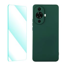 SET ENKAY Husa din silicon si sticla 2D Huawei nova 11 verde inchis