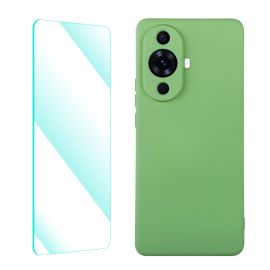 SET ENKAY Husa din silicon si sticla 2D Huawei nova 11 verde deschis