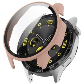 CAPAC COMPLET PC Husa din plastic cu sticla pentru Huawei Watch GT 4 46mm roz