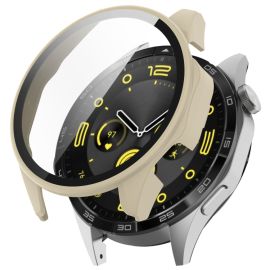 CAPAC COMPLET PC Husa din plastic cu sticla pentru Huawei Watch GT 4 46mm bej